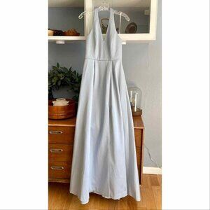 Halston Heritage Halter Formal Evening Dress Gown Slate Grey Size 2 NWT